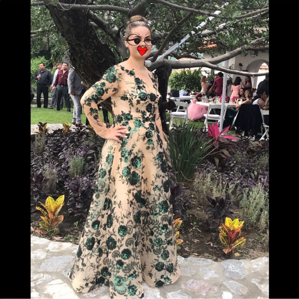 Nude & Green ball gown